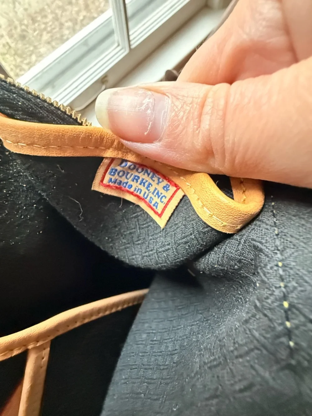 Vintage Dooney & Bourke Black and Tan Leather Satchel